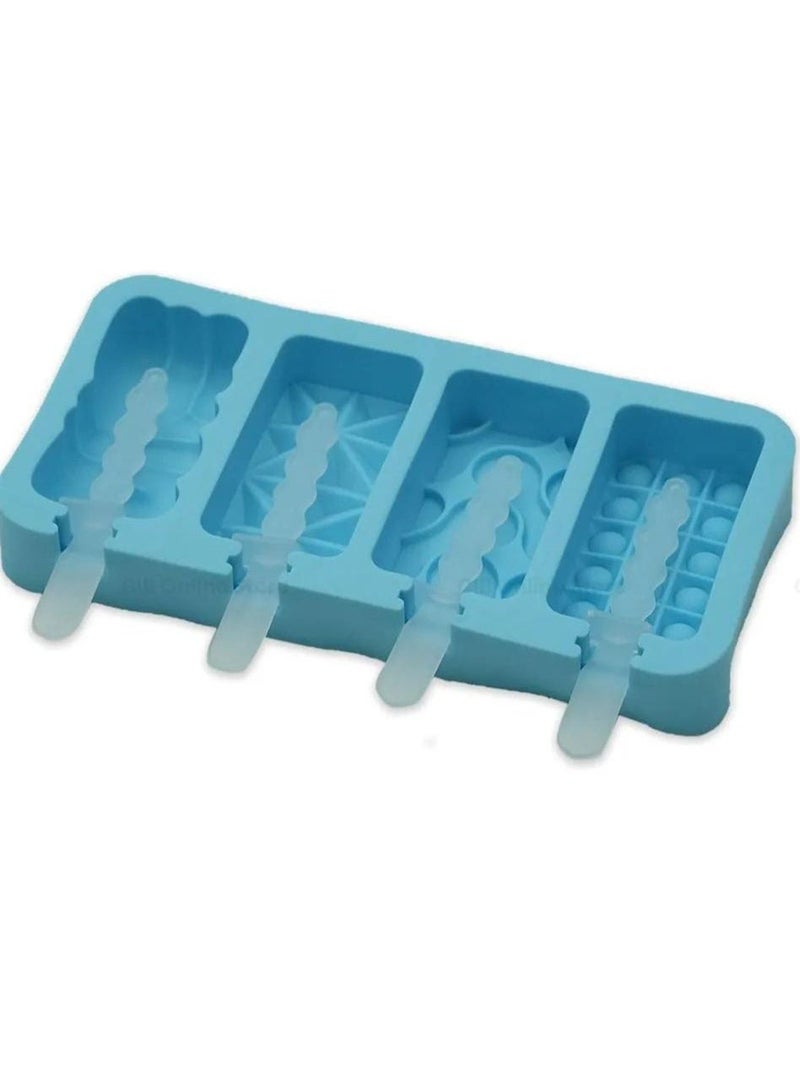 Spaceshoop 4 Cavity Geometric and Swirl Silicone Popsicle Mold for Artisan Frozen Treats and Desserts Multicolor - Image 3